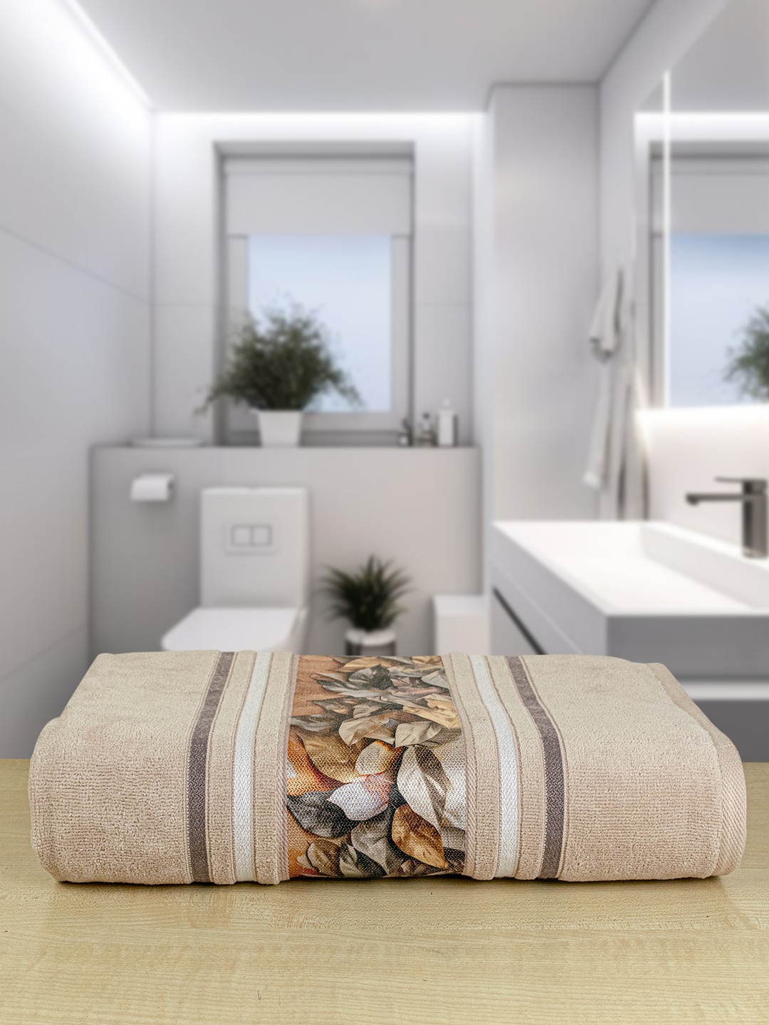 

RANGOLI Beige Solid 450 GSM Pure Cotton Bath Towel
