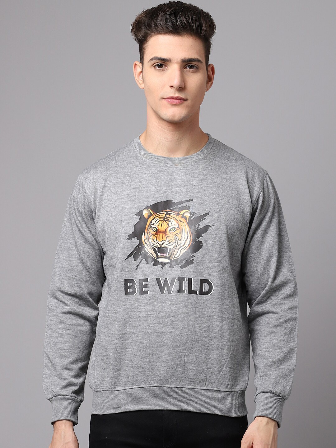 

Obaan Men Grey Printed Sweatshirt