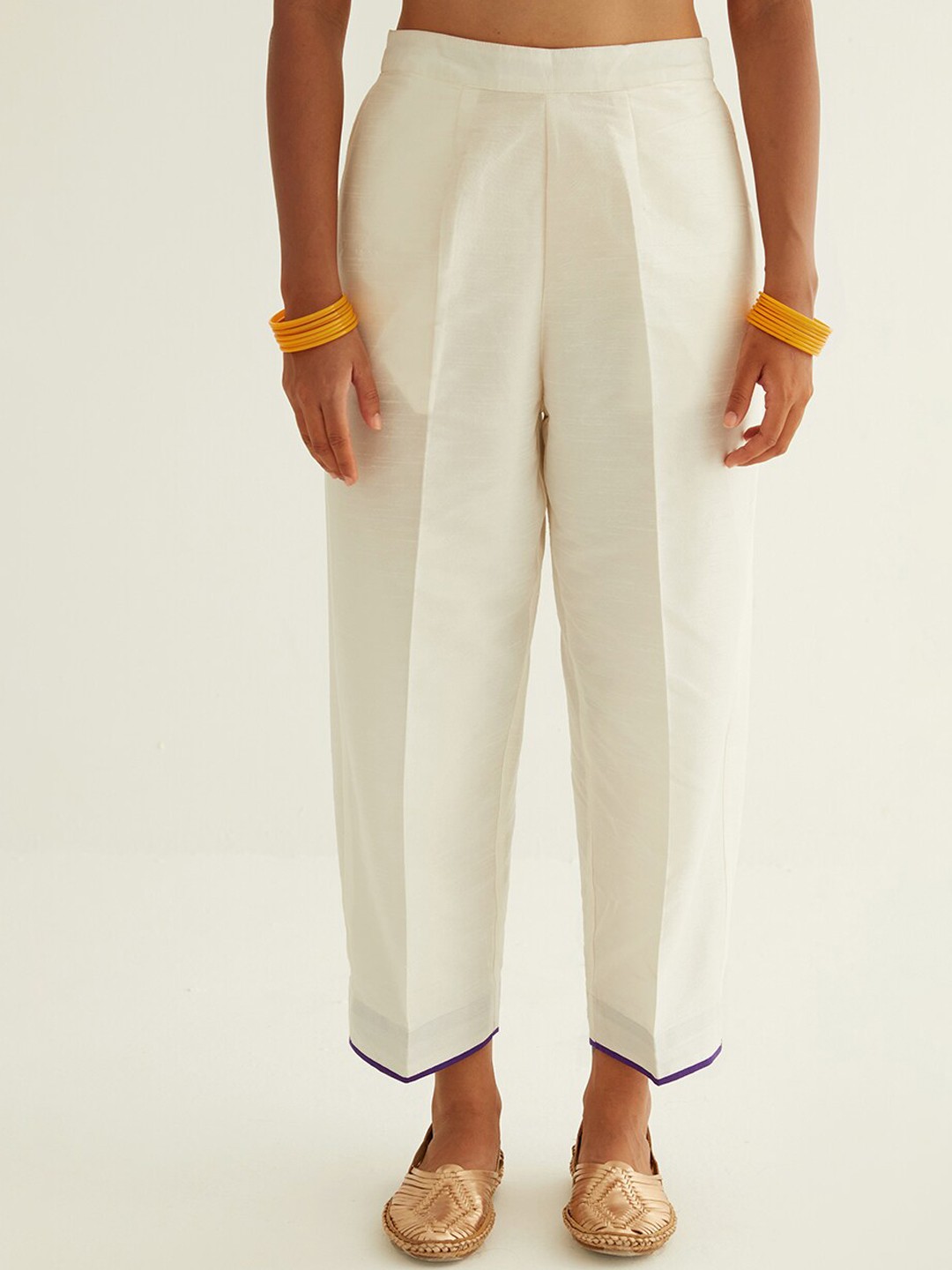 

Abhishti Women Off-White Relaxed Trousers