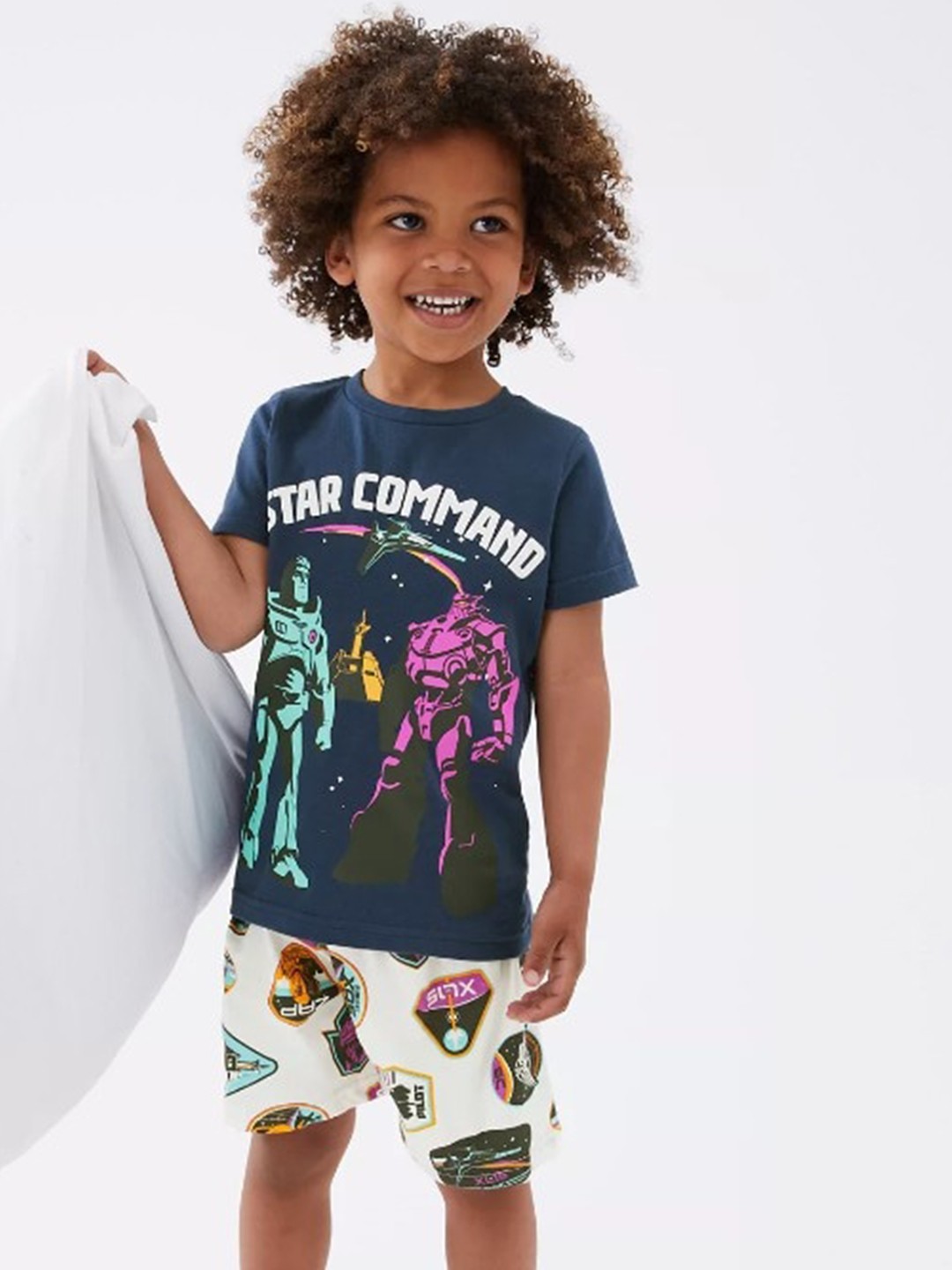 

Marks & Spencer Boys Purple & White Printed Night suit