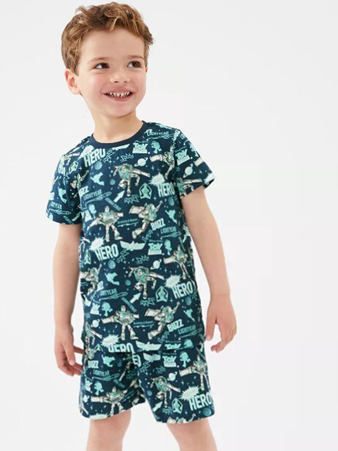 

Marks & Spencer Boys Blue Printed High-Rise Shorts