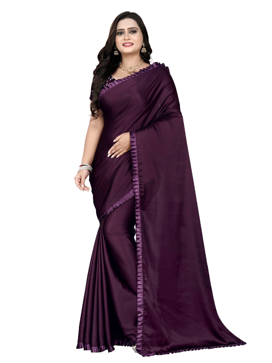 

Mizzific Purple Satin Saree