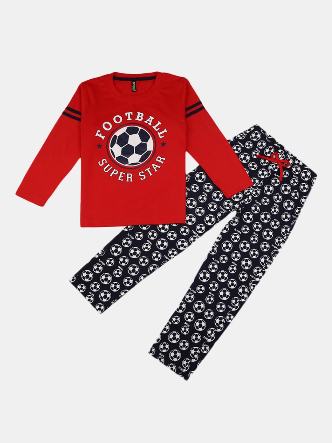 

V-Mart Boys Printed Pure Cotton T-shirt with Pyjamas, Red