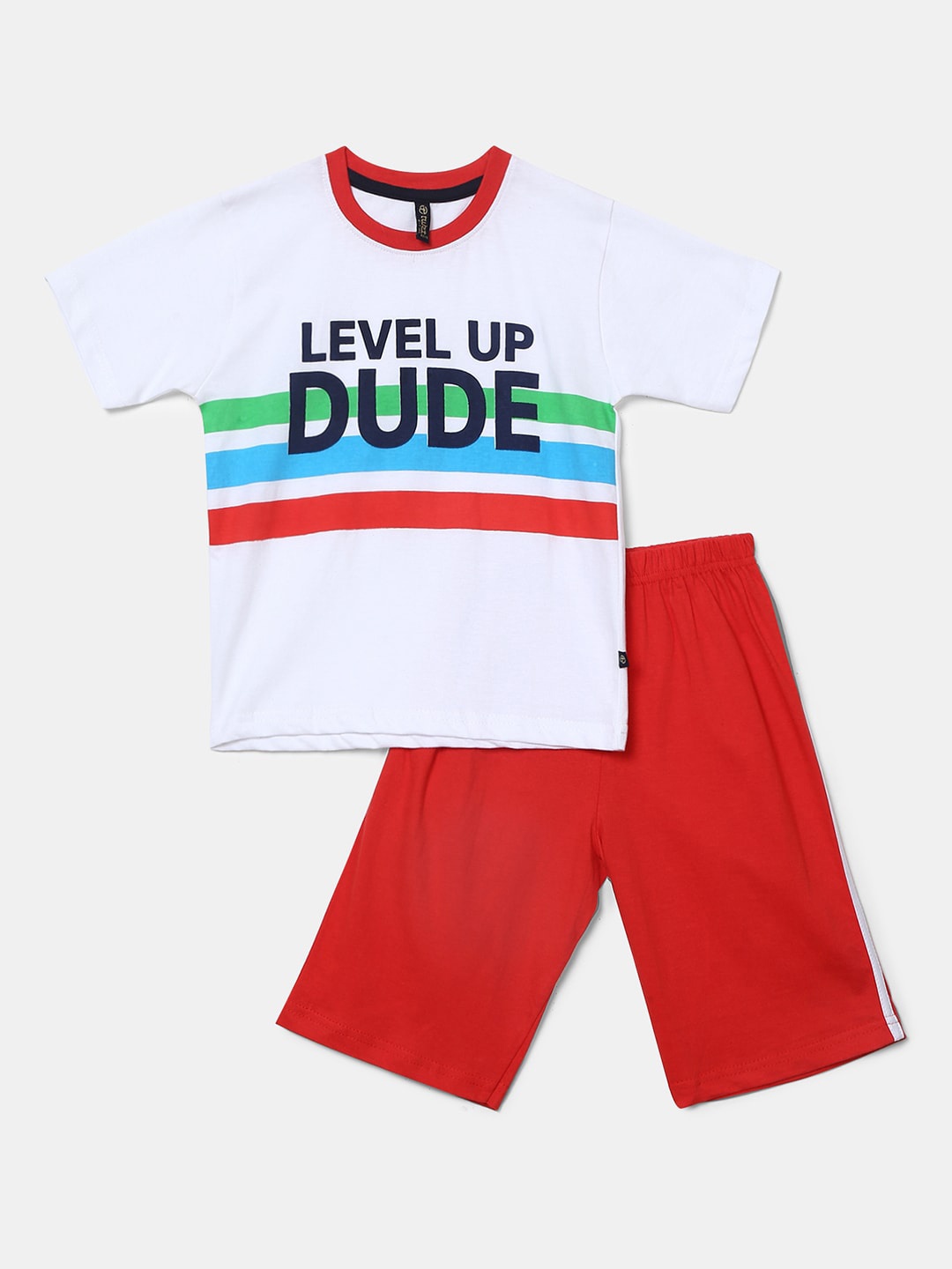 

V-Mart Boys Printed T-shirt with Pyjamas, White