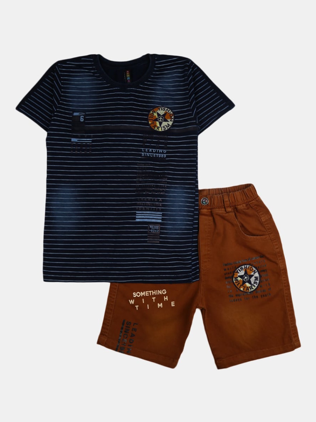 

V-Mart Boys Printed Pure Cotton T-shirt with Shorts, Navy blue