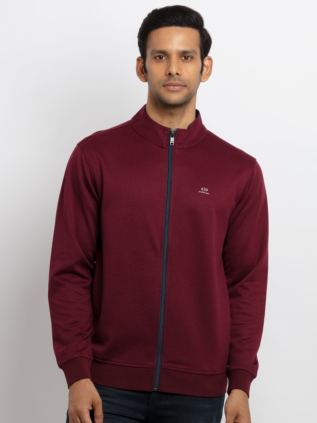 

Status Quo Men Maroon Solid Sweatshirt