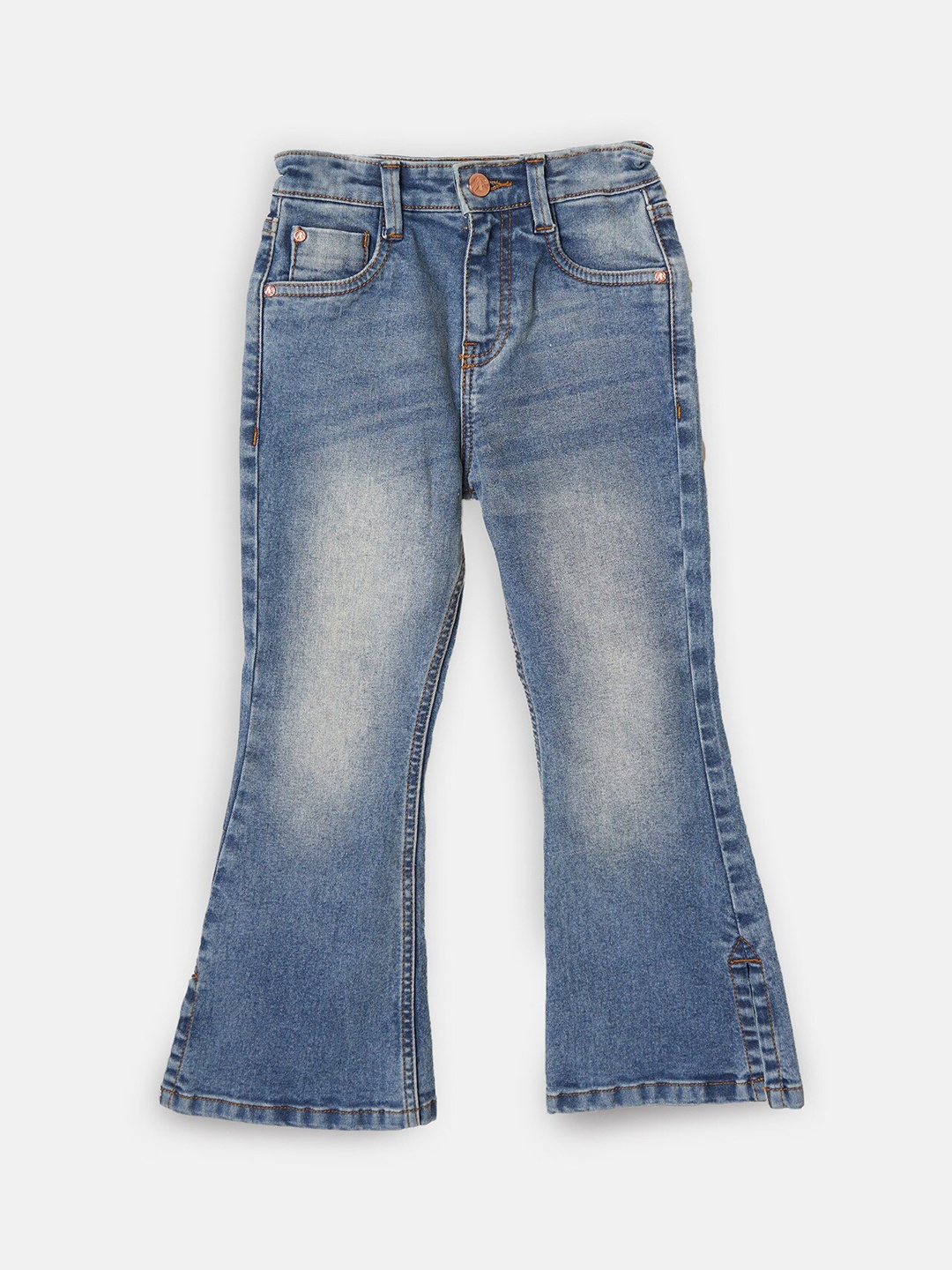 

Angel & Rocket Girls Blue Jean Bootcut Mildly Distressed Light Fade Stretchable Jeans