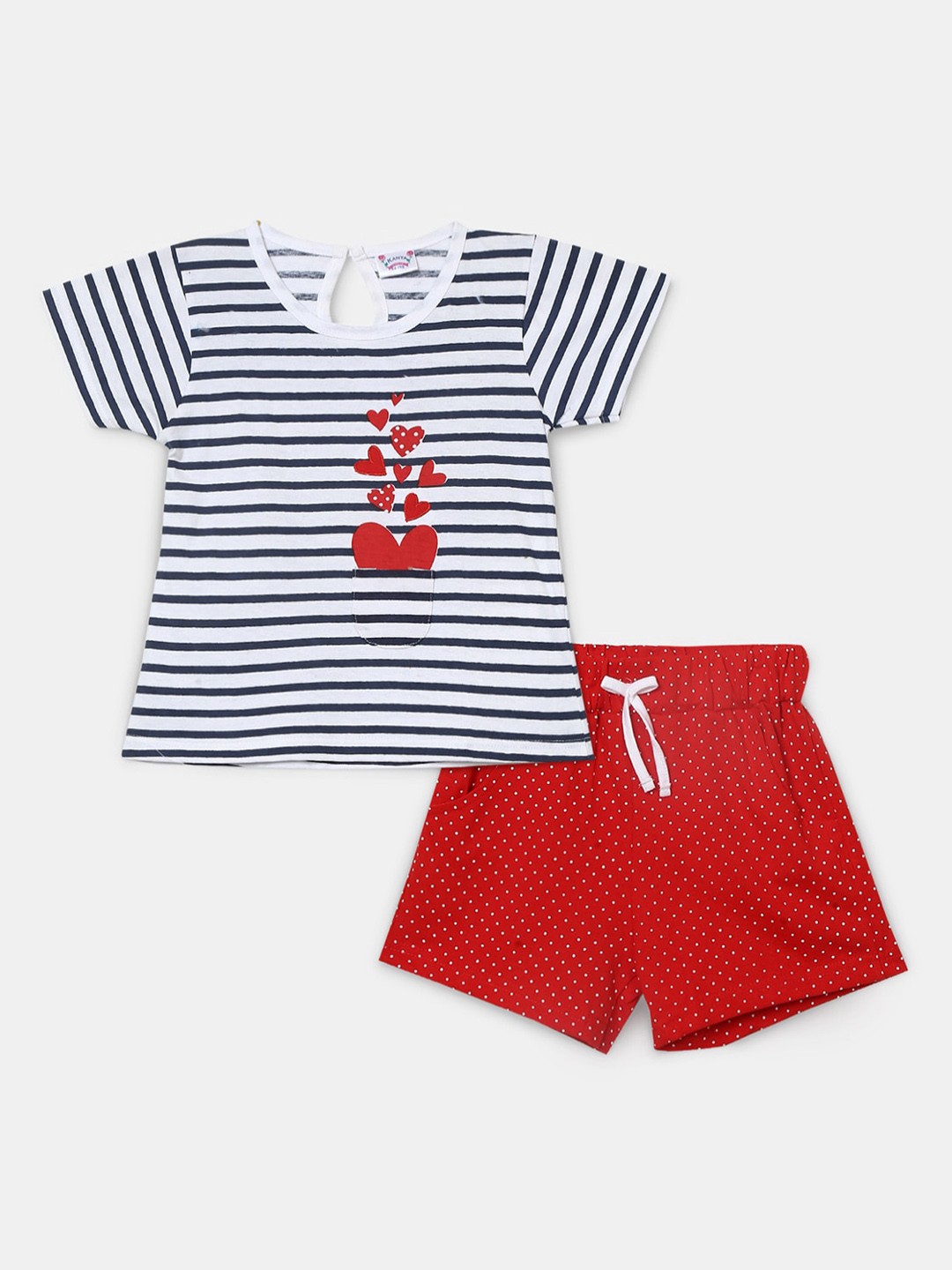 

V-Mart Girls Printed Pure Cotton T-shirt with Shorts, White