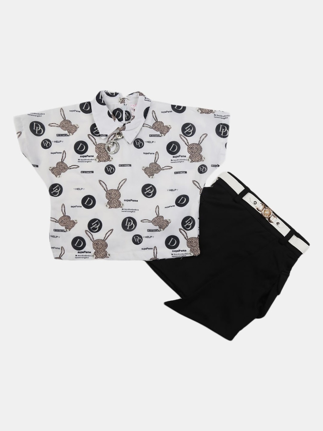 

V-Mart Unisex Kids Printed Pure Cotton T-shirt with Skirts, White