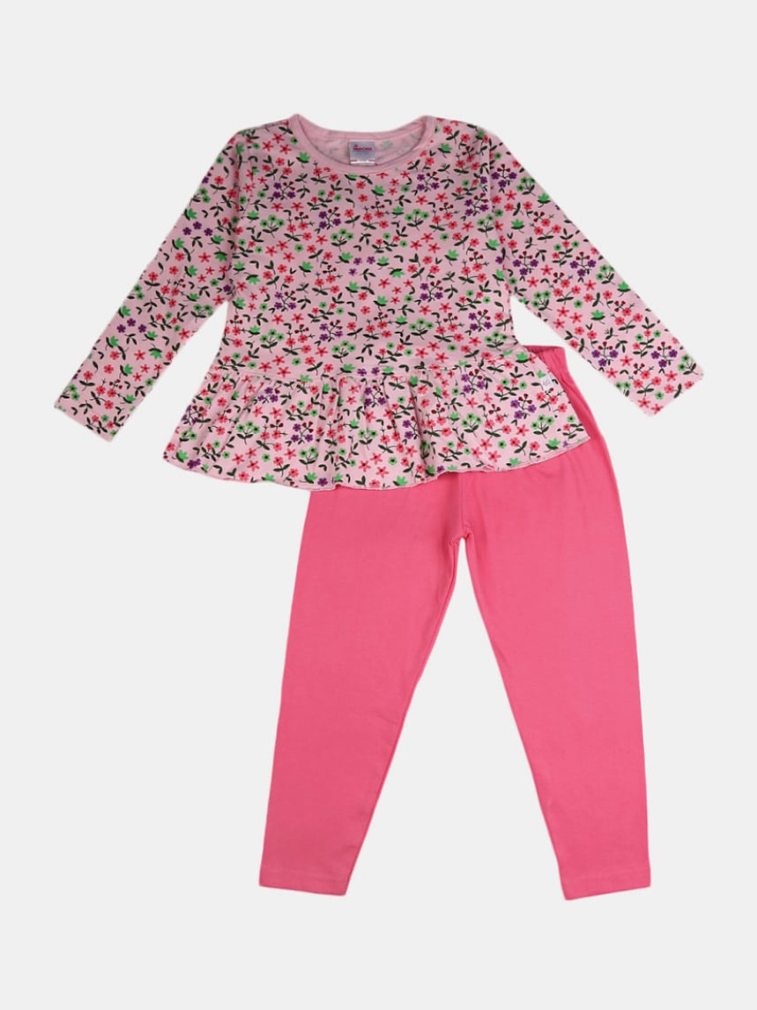 

V-Mart Unisex Kids Printed Pure Cotton T-shirt with Pyjamas, Pink