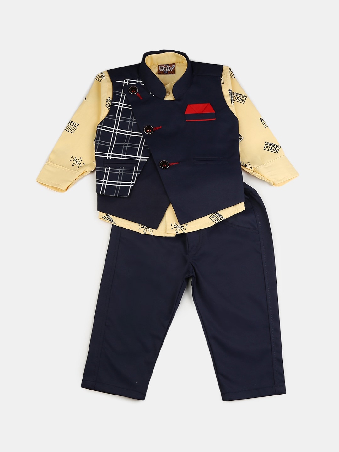 

V-Mart Infant Printed Pure Cotton T-shirt with Trousers, Yellow