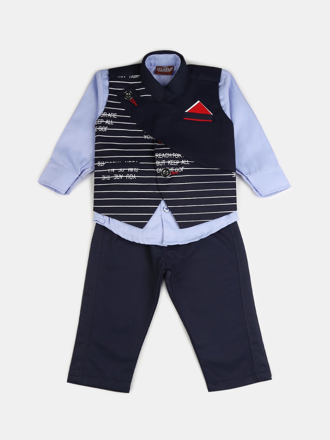 

V-Mart Infant Boys Pure Cotton Shirt With Trousers, Blue