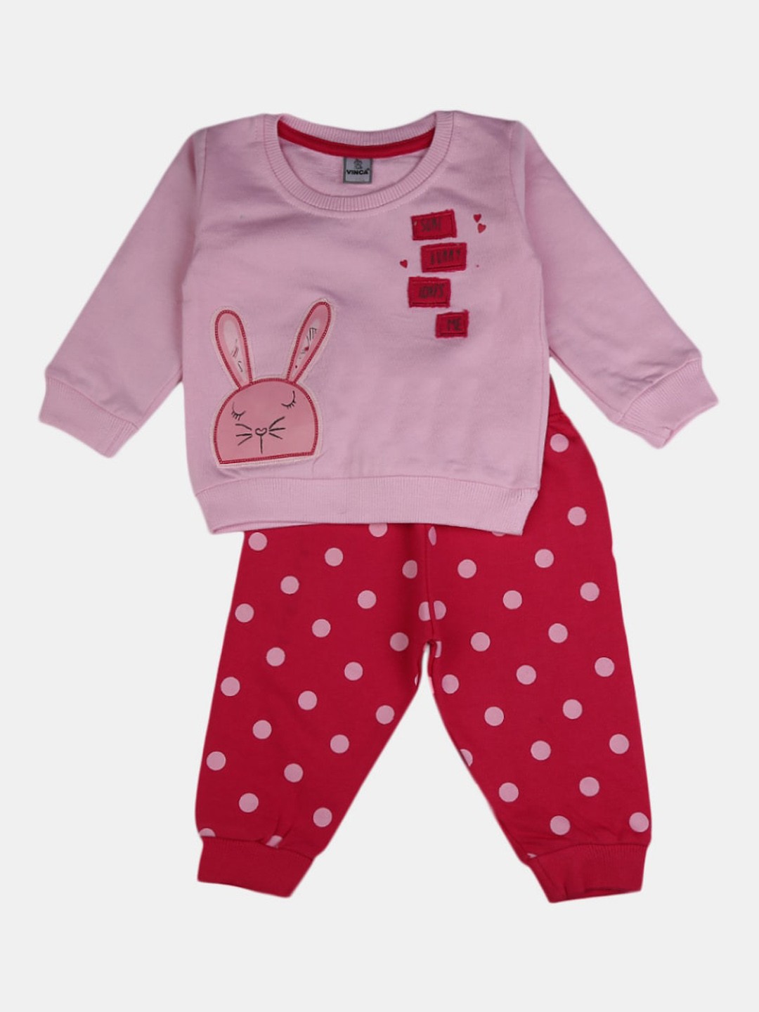 

V-Mart Infant Girls Printed Pure Cotton T-shirt With Trousers, Pink