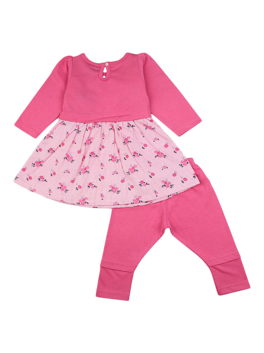 

V-Mart Infants Printed Pure Cotton T-shirt with Pyjamas, Pink