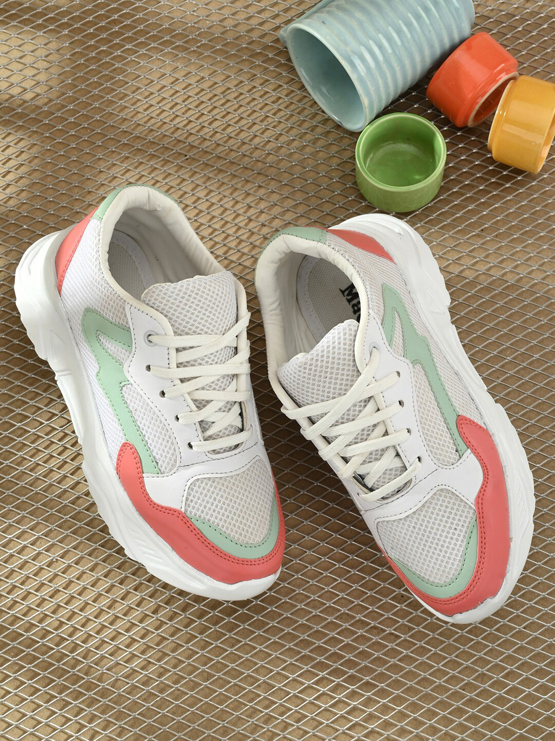 

Mactree Women White Colourblocked Sneakers