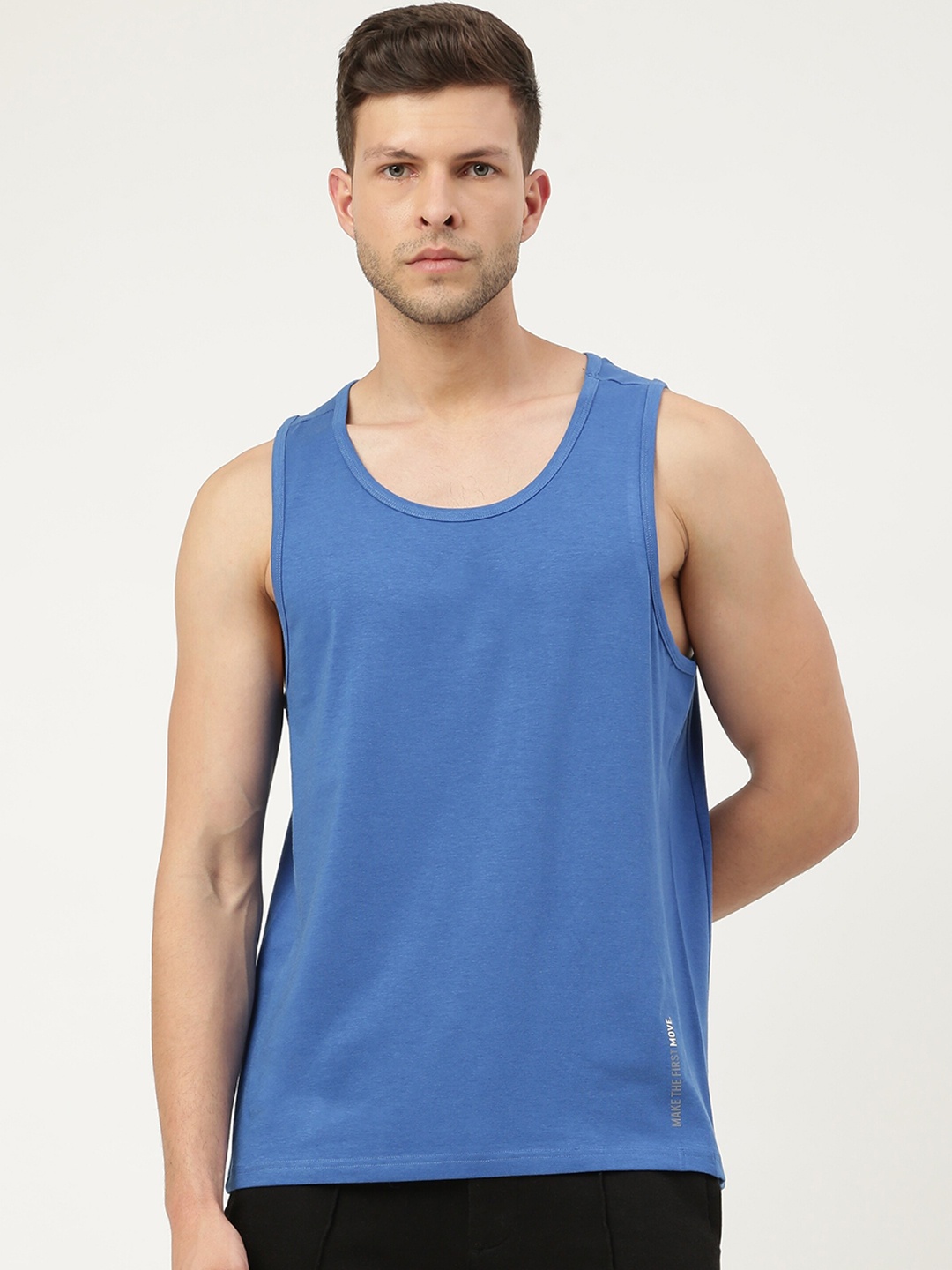 

FREECULTR Men Blue Solid Bamboo Cotton Gym Vests