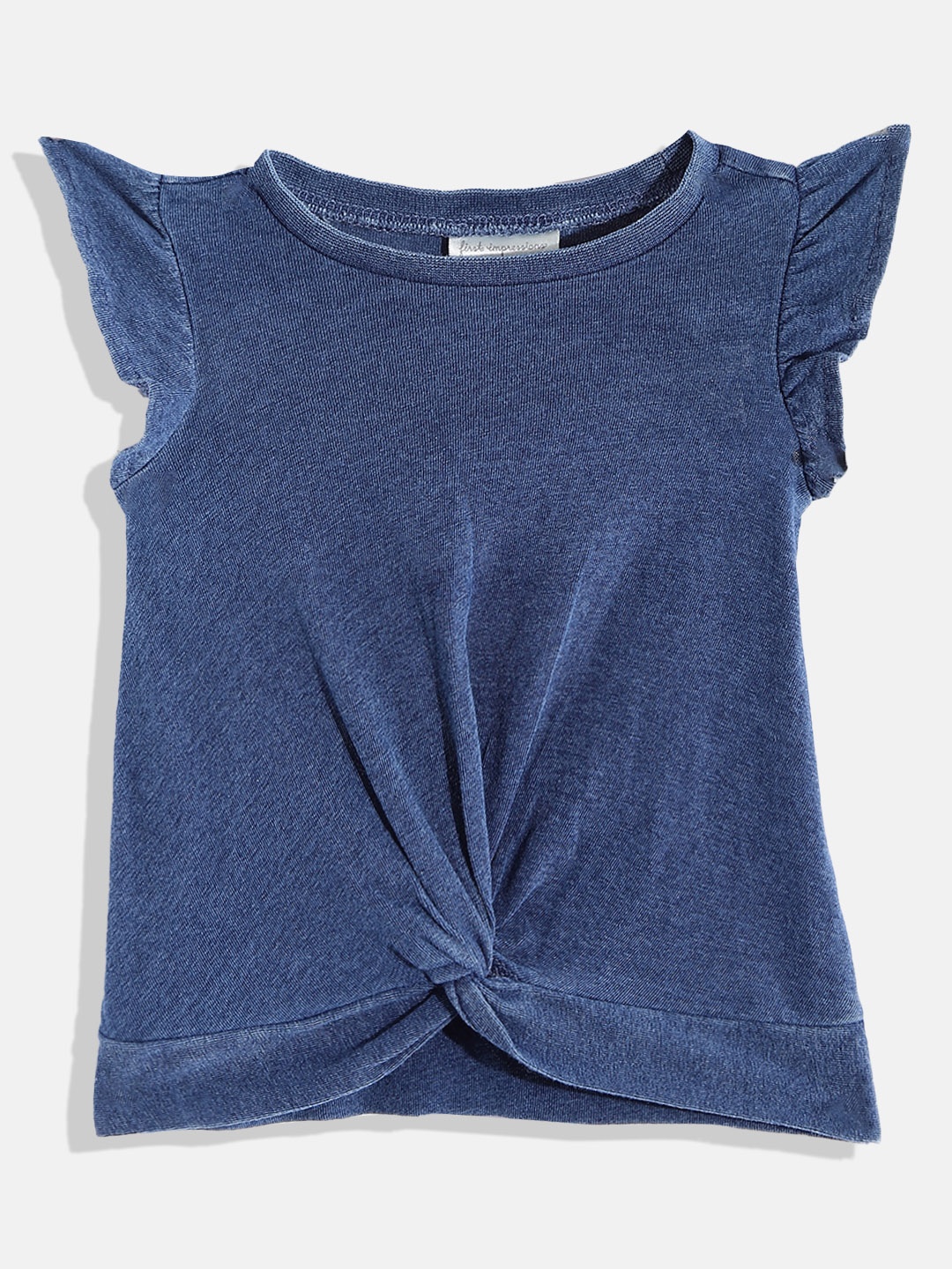 

Macy's First Impression Infant Girls Navy Blue Solid Cotton Twisted Top