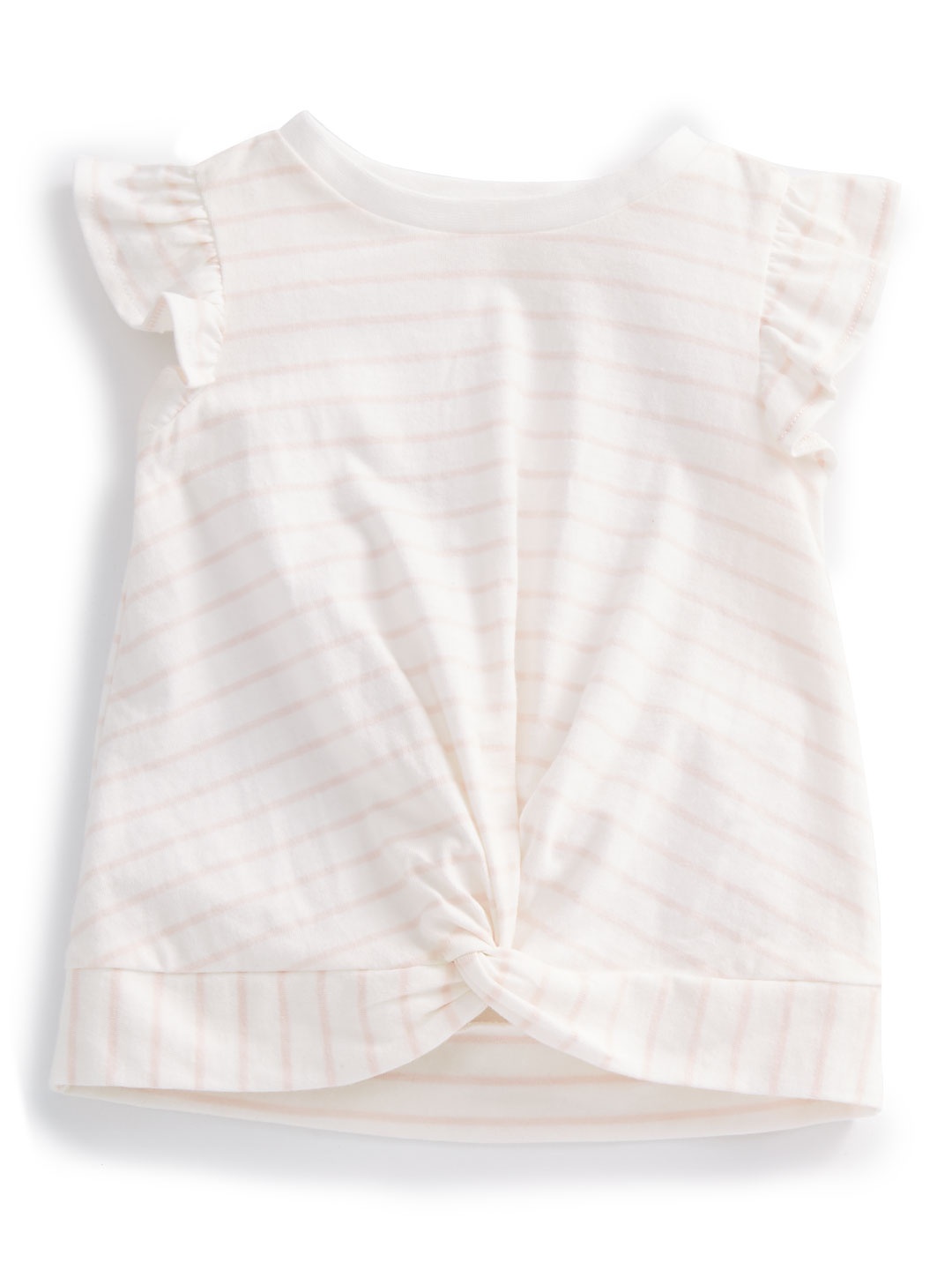 

Macy's First Impression Infant Girls White & Pink Striped Pure Cotton Twisted Top