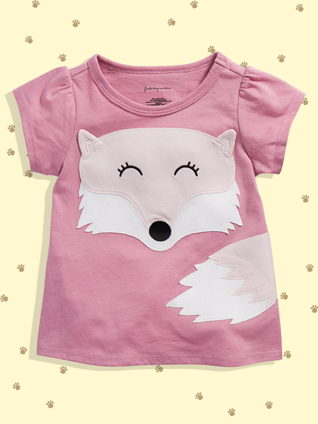 

Macy's First Impression Infant Girls Pink & Off White Printed Top