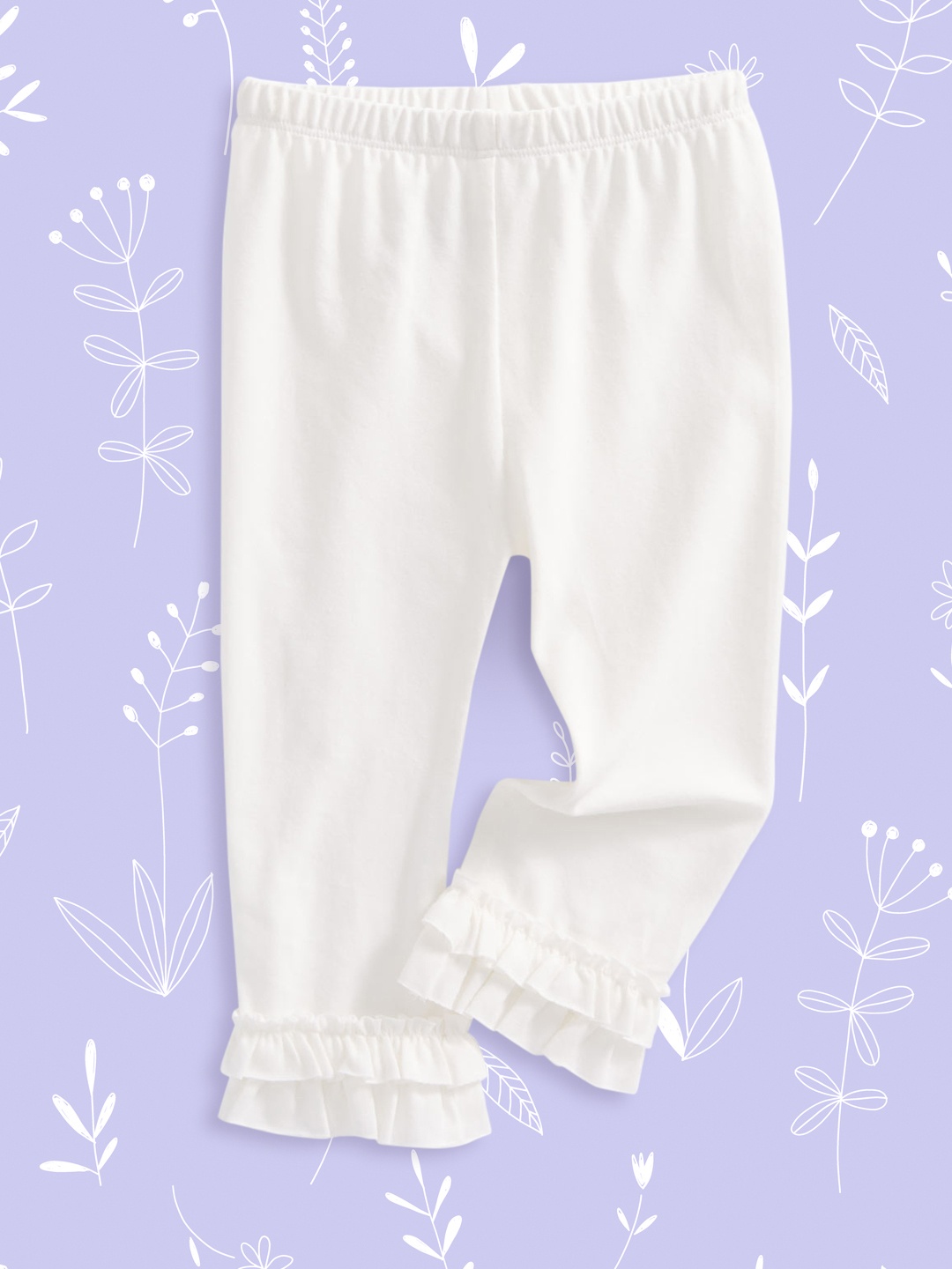 

Macy's First Impression Infant Girls White Solid Ruffle Hem Leggings