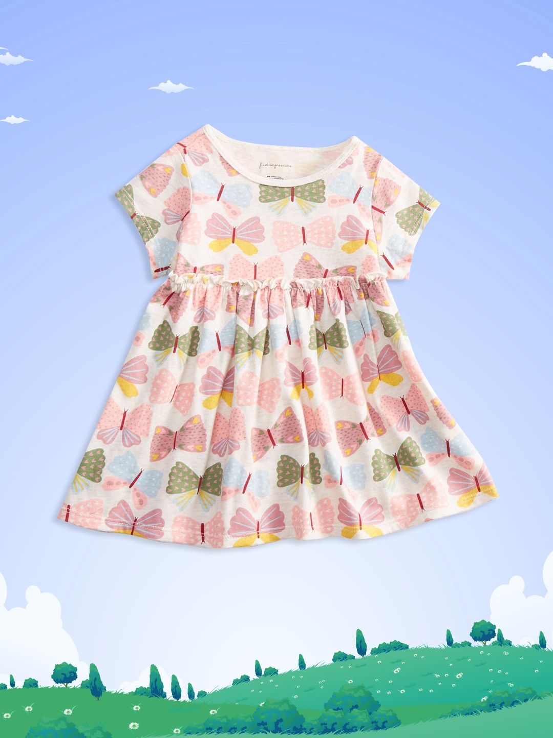 

Macy's First Impression Girls White & Pink Printed A-line Top