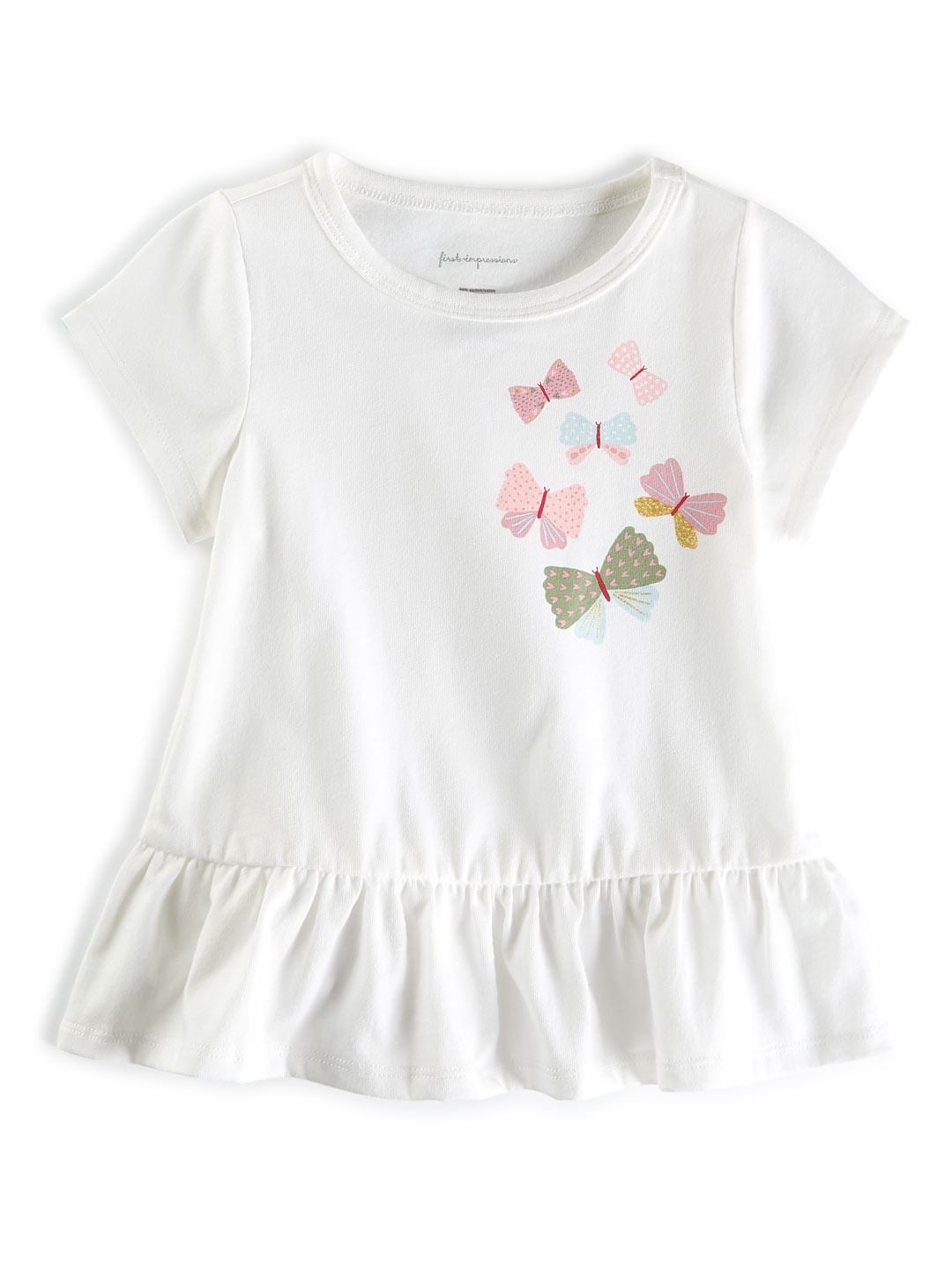 

Macy's First Impression Girls White & Pink Print Cinched Waist Top