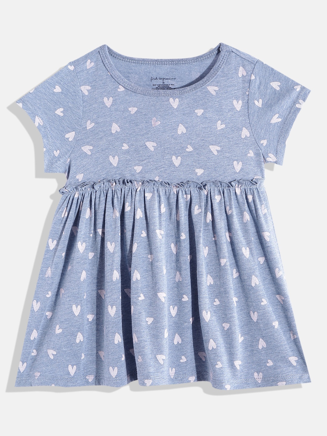 

Macy's First Impression Girls Blue & Pink Conversational Print Ruffled Fit & Flare Top