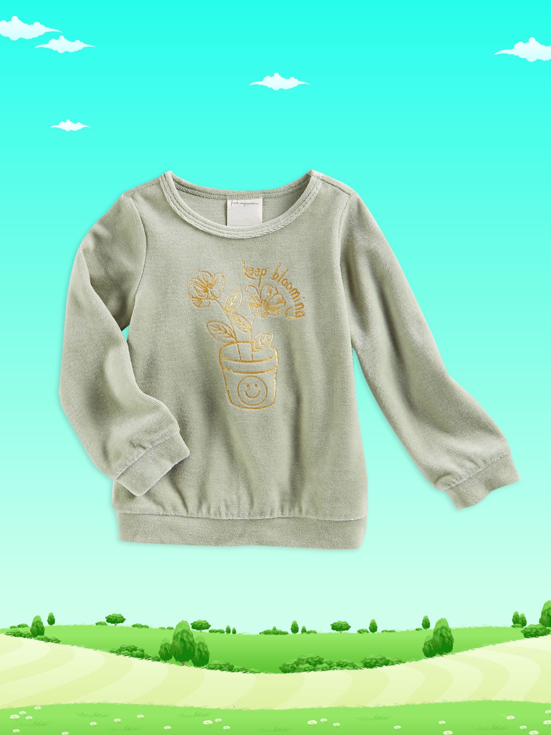 

Macy's First Impression Girls Green & Golden Embroidered Top