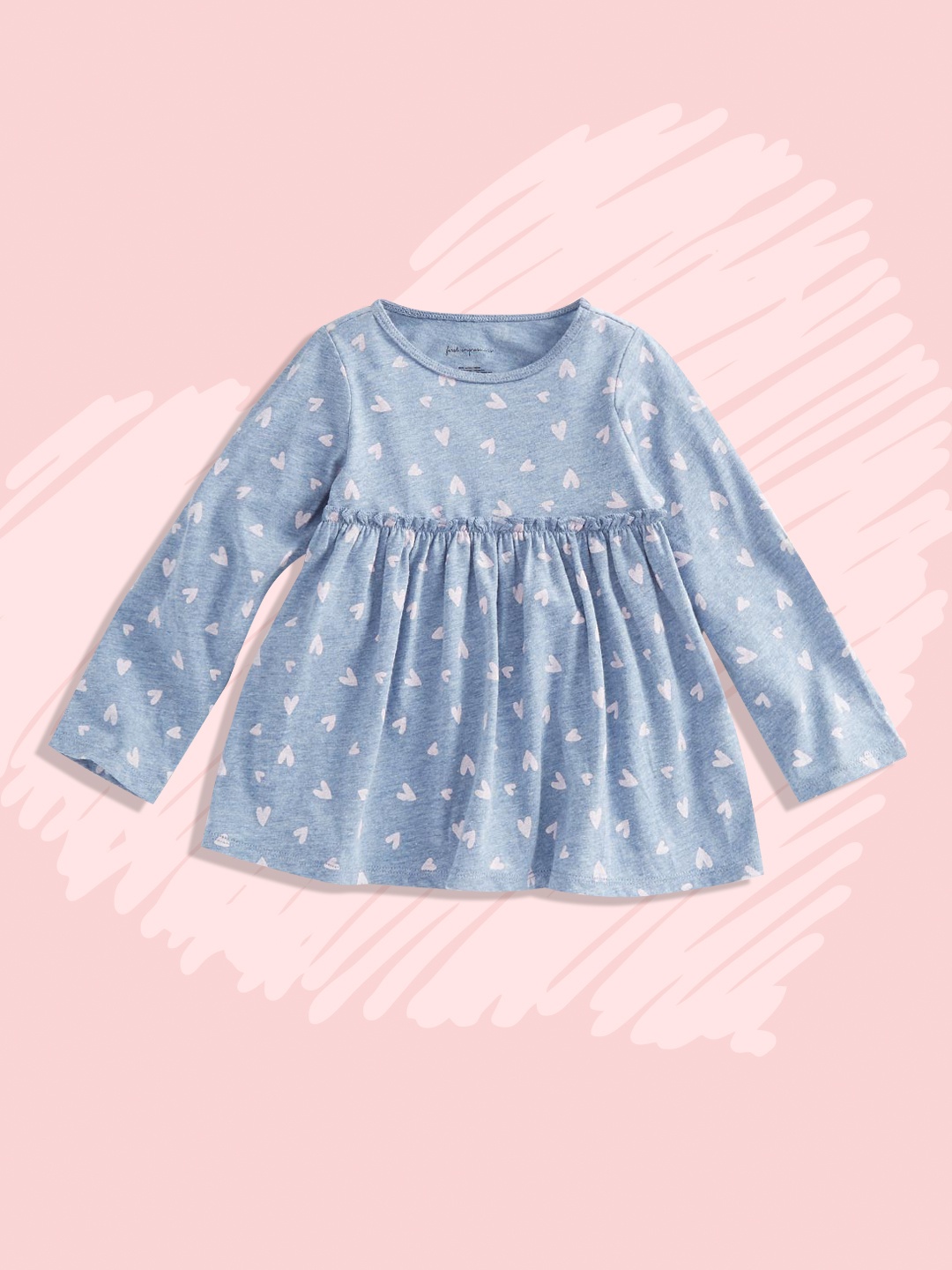 

Macy's First Impression Girls Blue & Pink Heart Print A-Line Top