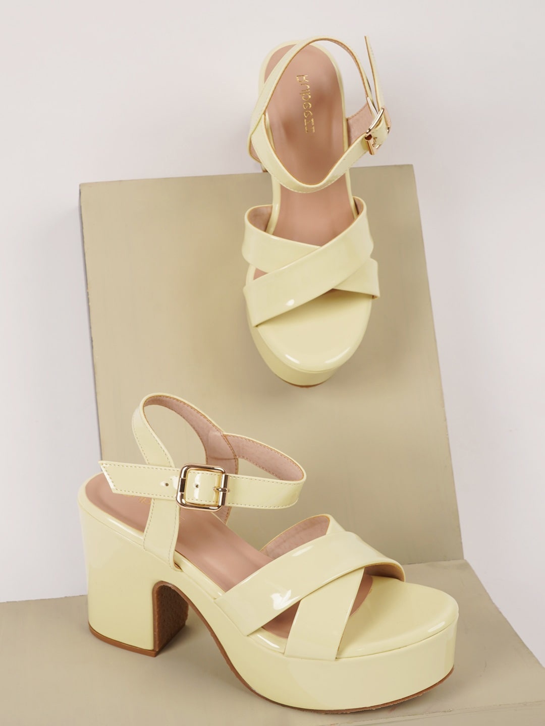 

Rubeezz Yellow Party Block Heels