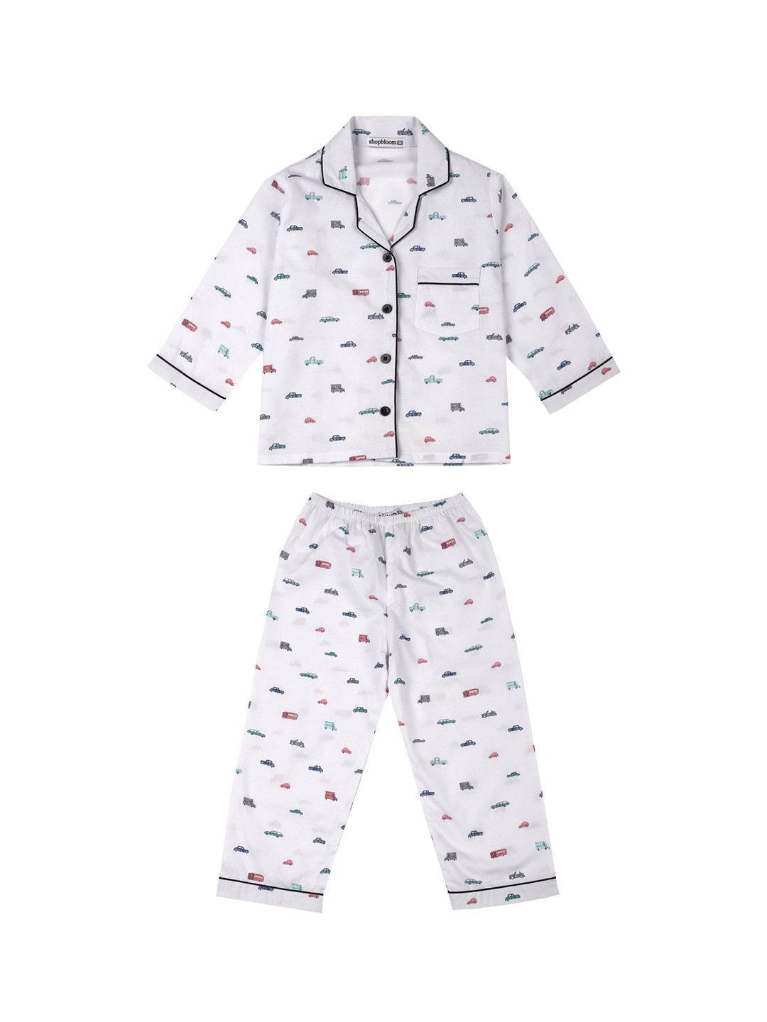 

shopbloom Unisex Kids White Printed Night suit