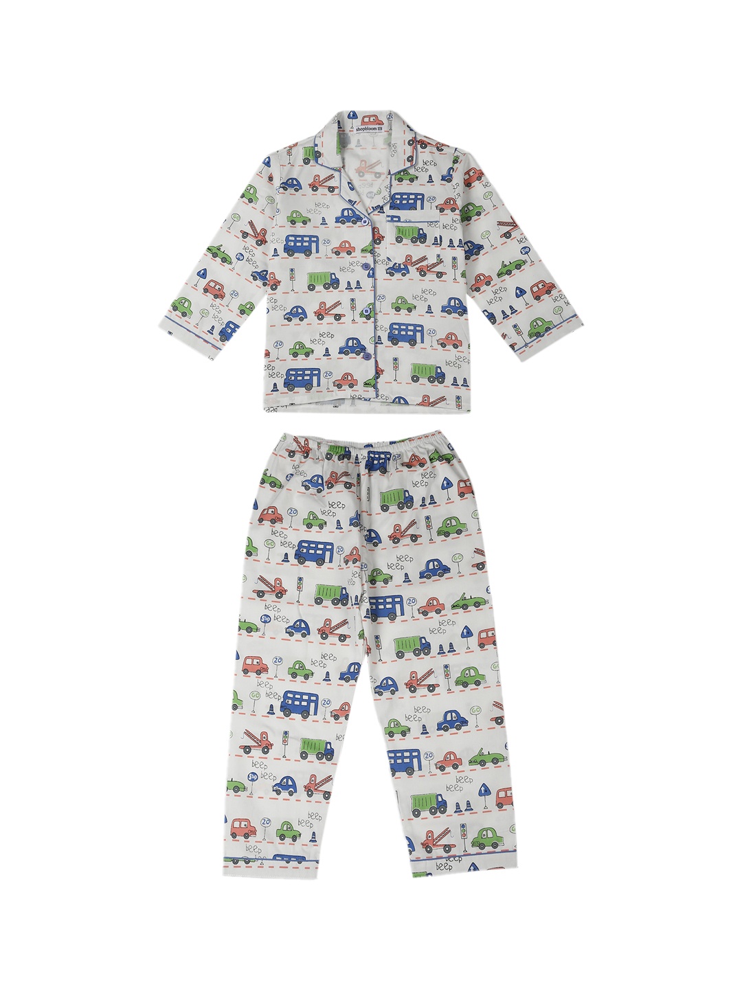 

shopbloom Kids Off White Printed Night suit