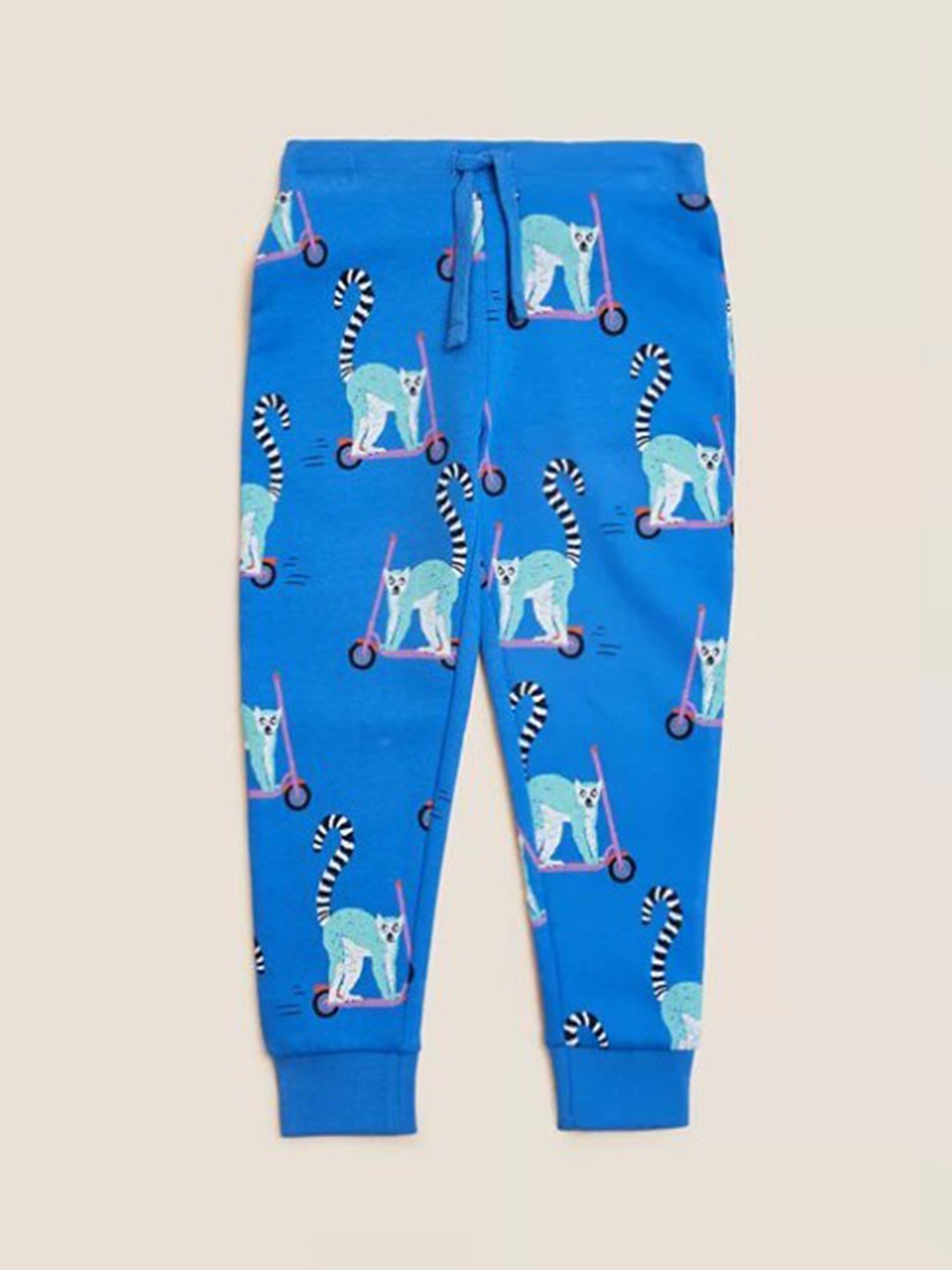 

Marks & Spencer Boys Blue Printed High-Rise Cotton Trousers