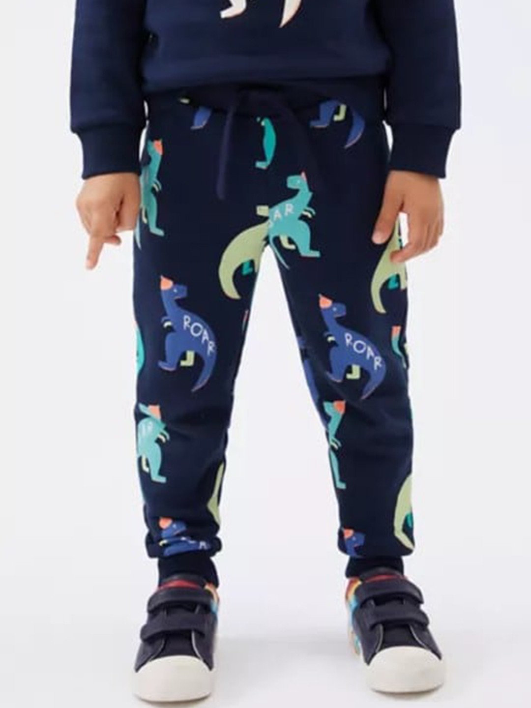 

Marks & Spencer Boys Navy Blue Animal Printed High-Rise Joggers Trousers