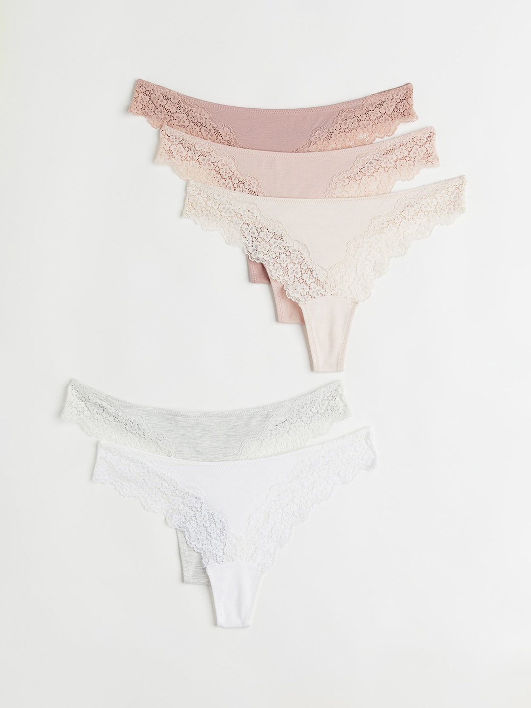 

H&M Women Beige & Grey 5-Pack Thong Briefs