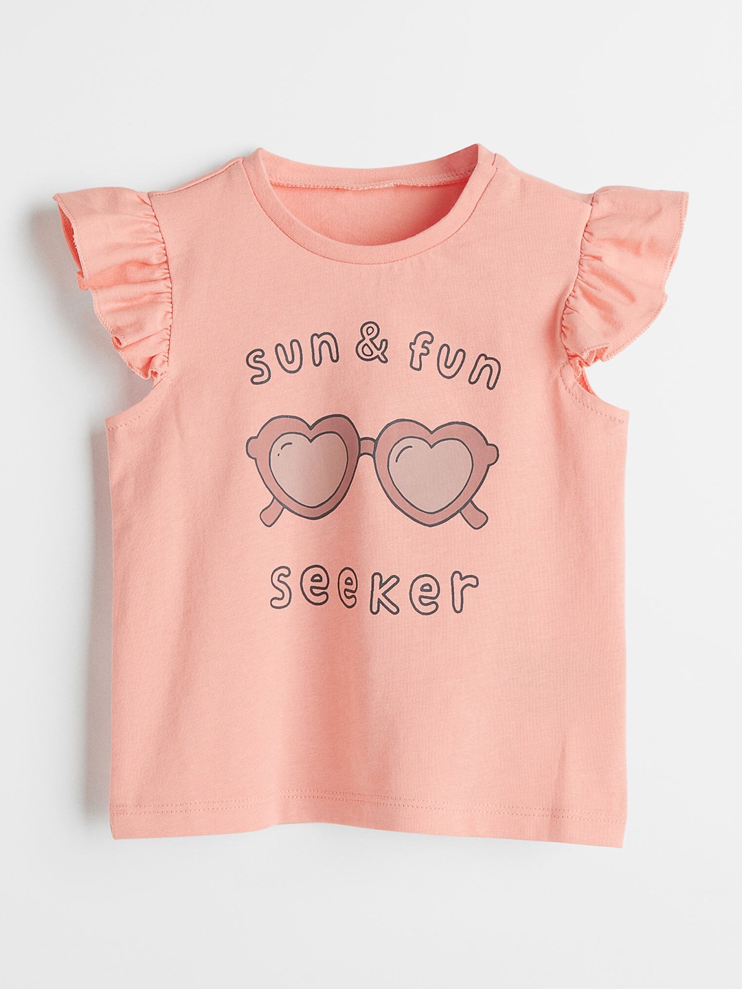 

H&M Girls Orange Printed T-shirt