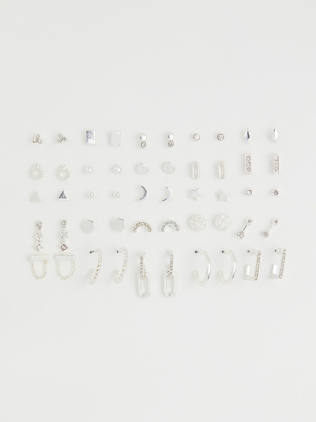 

H&M Women Silver 25 Pairs Earrings and Studs