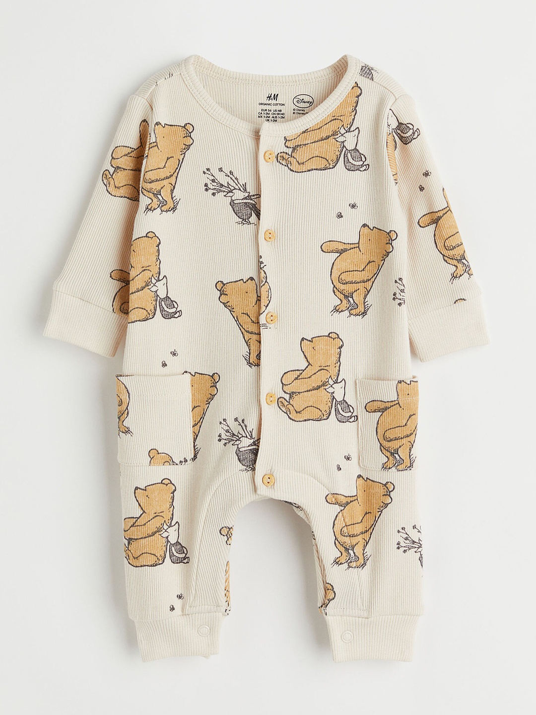 

H&M Beige Ribbed Cotton Romper Suit
