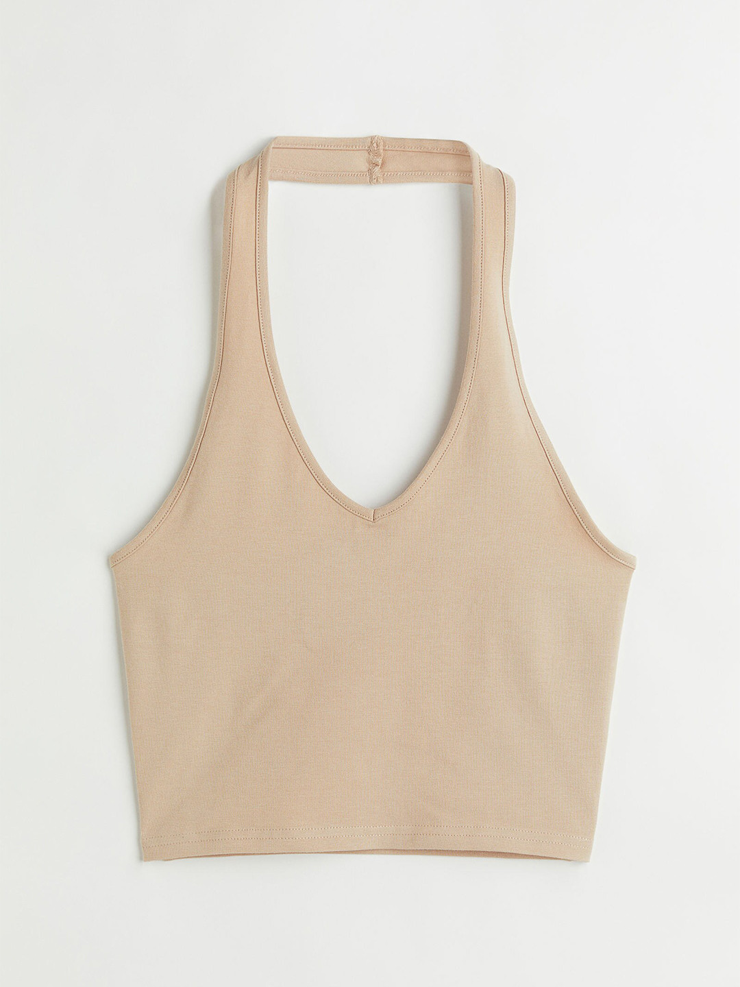 

H&M Women Beige Halterneck V-Neck Top