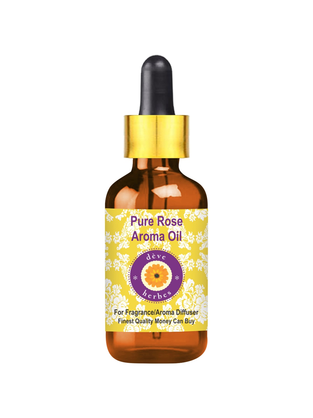 

Deve Herbes Natural Therapeutic Grade Pure Rose Aroma Oil with Glass Dropper - 30 ml, Yellow