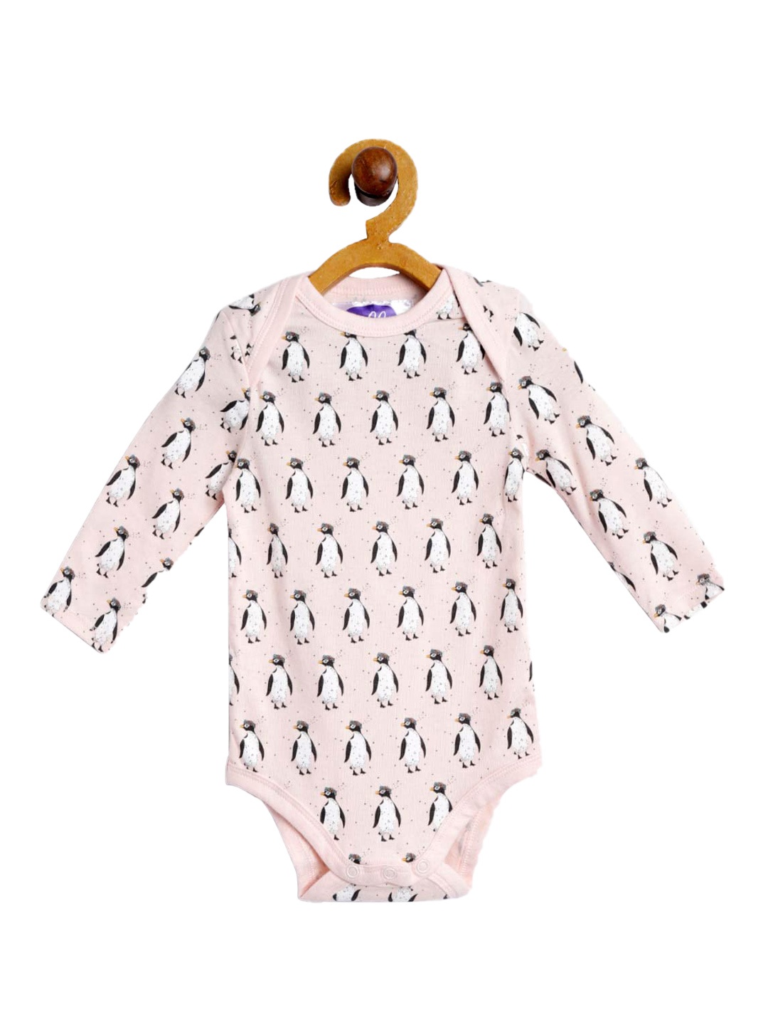 

Eimoie Girls Peach Printed Cotton Romper