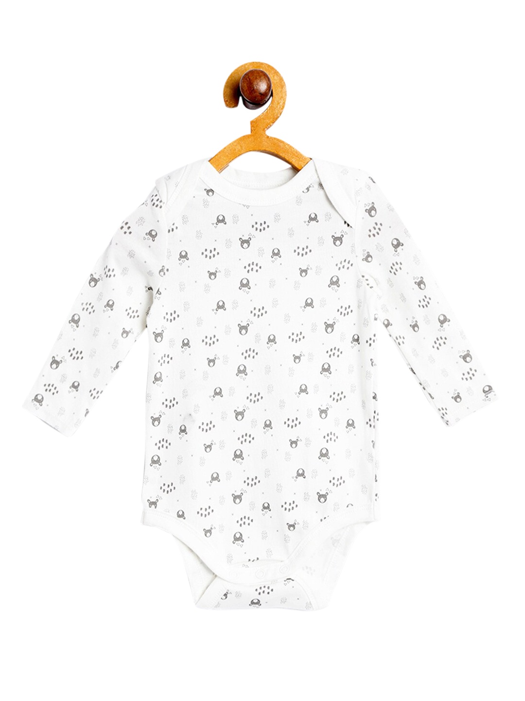 

Eimoie Infant Girls White Printed Pure Cotton Rompers