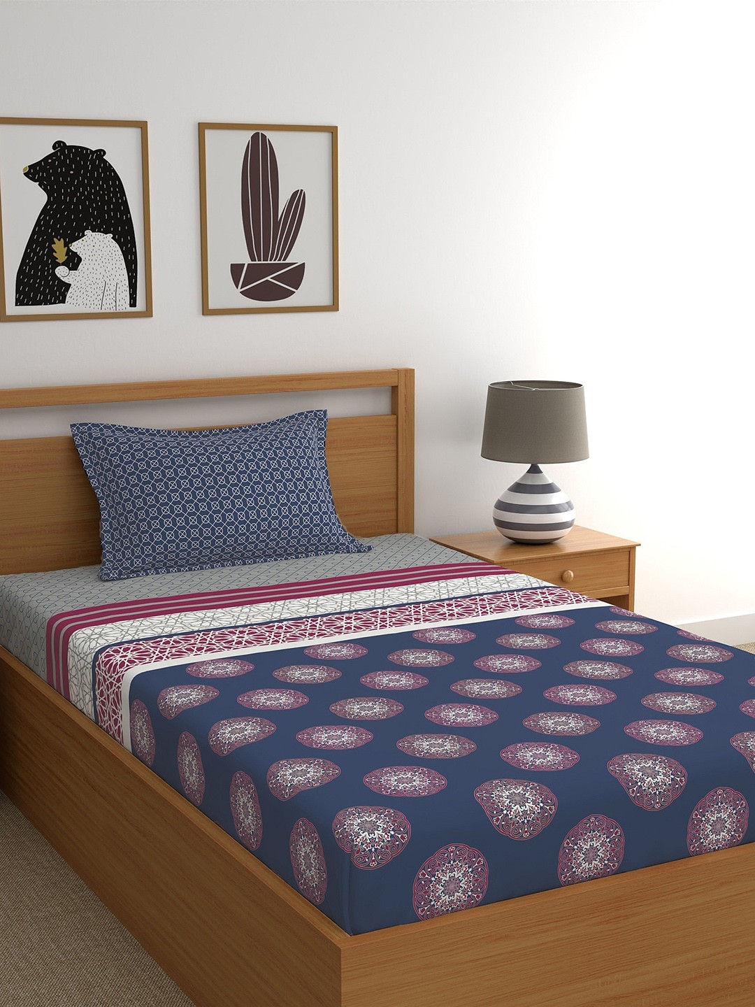 

Dreamscape Unisex Blue Single Bedsheet With 1 Pillow Cover