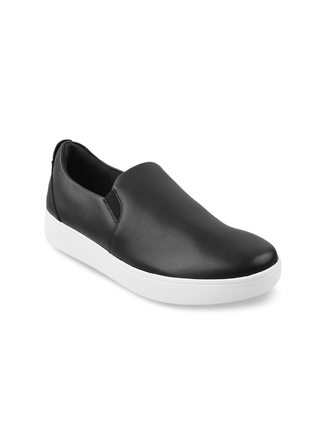 

fitflop Women Black Leather Slip-On Sneakers