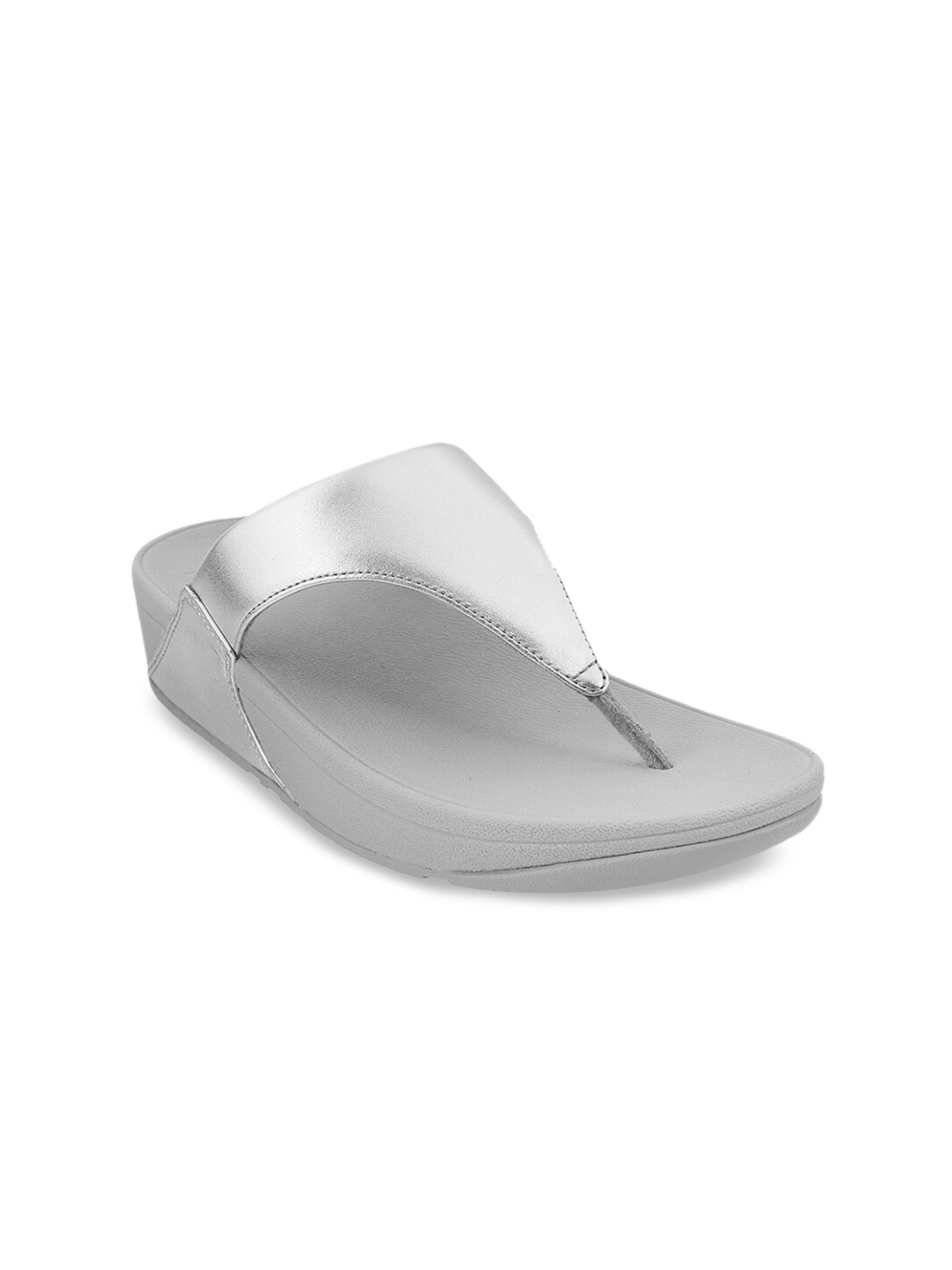 

fitflop Silver-Toned Leather Comfort Heels