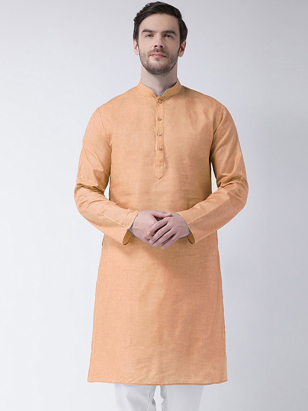 

SG LEMAN Men Beige Solid Full Sleeves Kurta