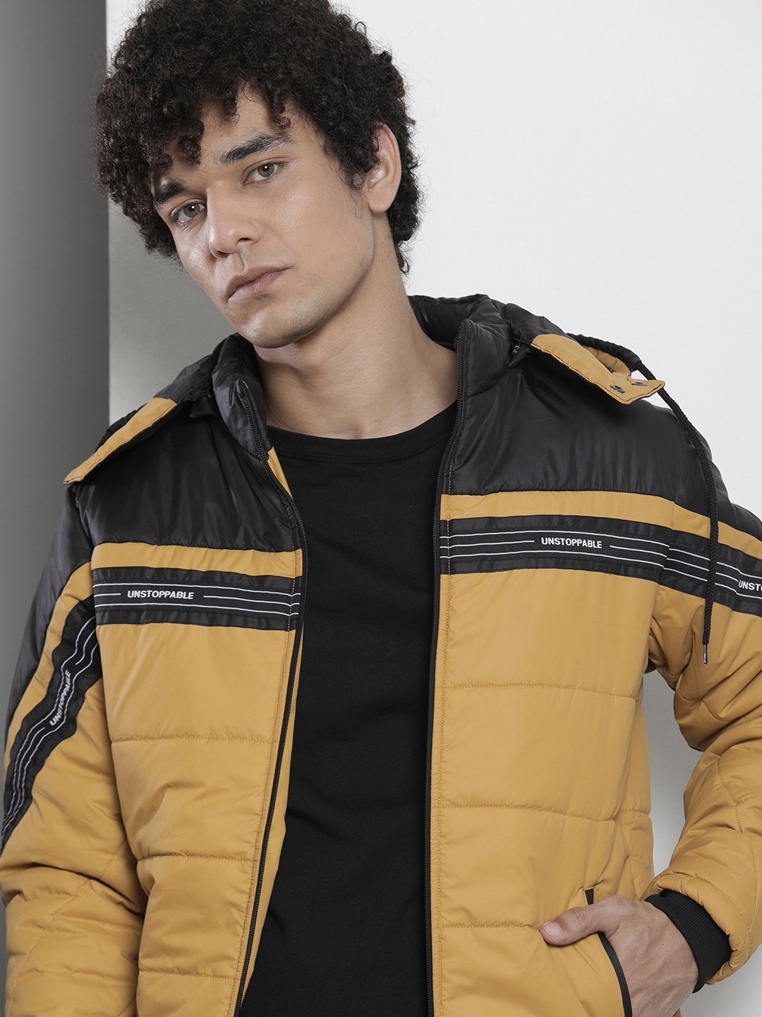 

The Indian Garage Co Men Brown & Black Colourblocked Padded Jacket