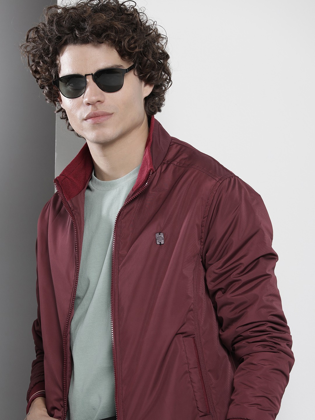 

The Indian Garage Co Men Burgundy Varsity Jacket