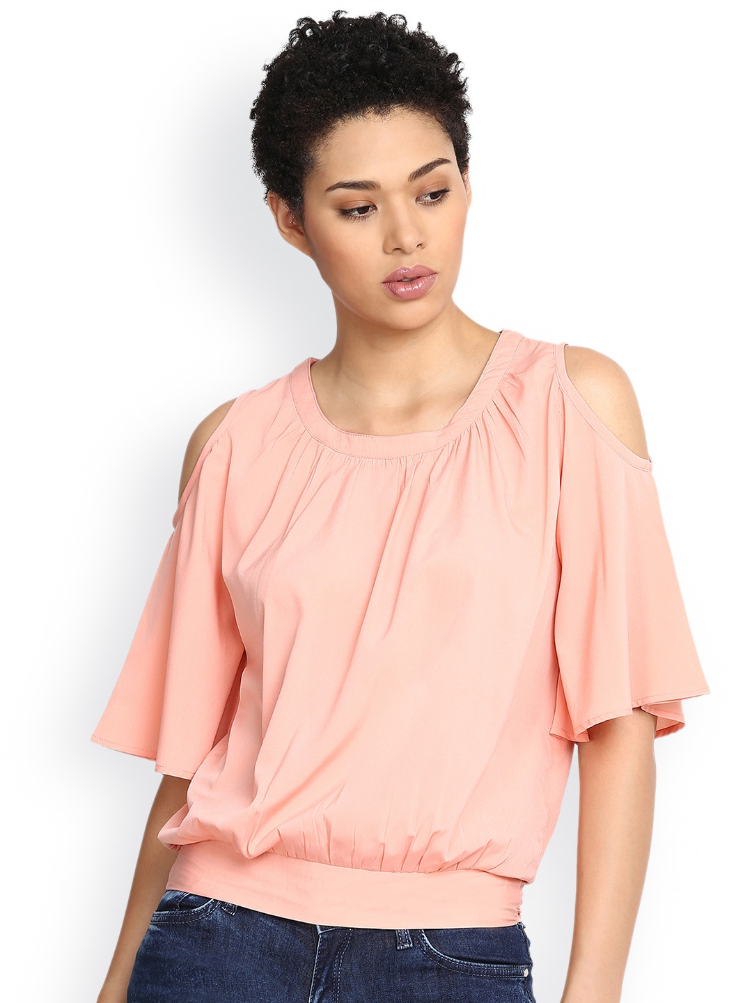 

Harpa Women Pink Solid Blouson Top