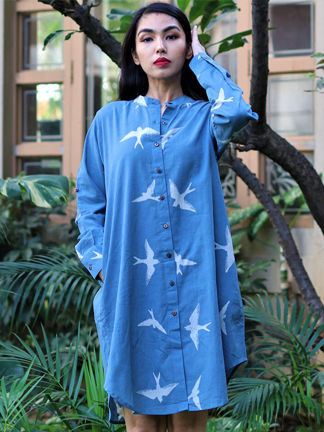 

Chidiyaa WOMEN Blue Shirt Dress